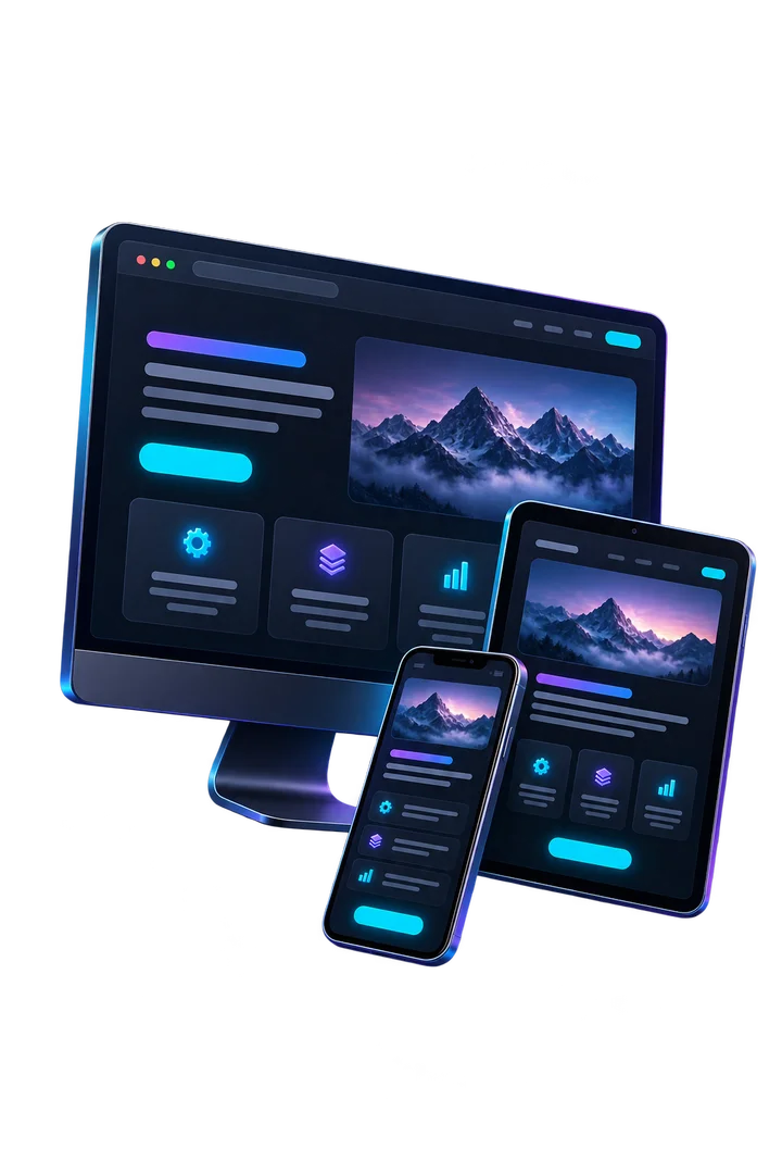 Desktop-, Tablet- und Smartphone-Mockup einer modernen Business-Website